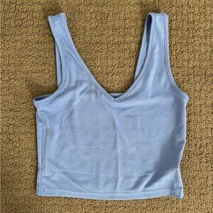 Light Blue Ribbed Women's Top